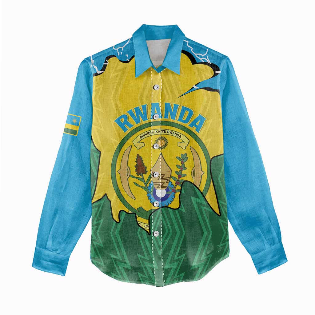 Personalized Jamhuri ya Rwanda Women Casual Shirt Coat Of Arms Imigongo Pattern LT15