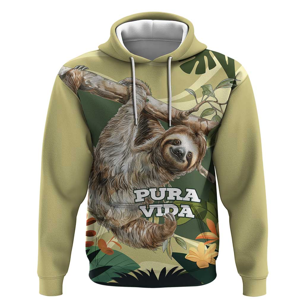 Pura Vida Costa Rica Sloth Hoodie Tropical Flowers Vintage Color LT15