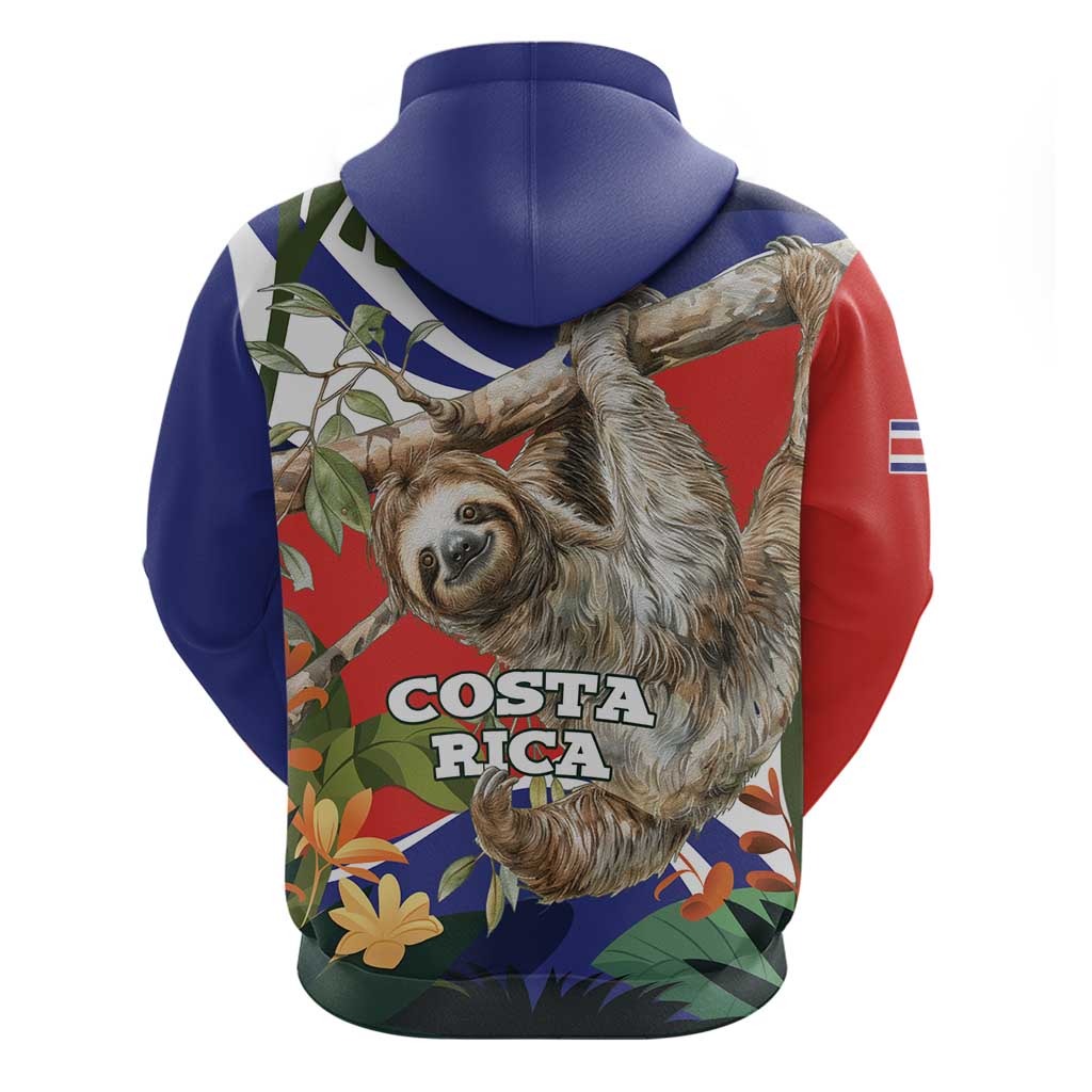 Pura Vida Costa Rica Sloth Hoodie Tropical Flowers Flag Color LT15