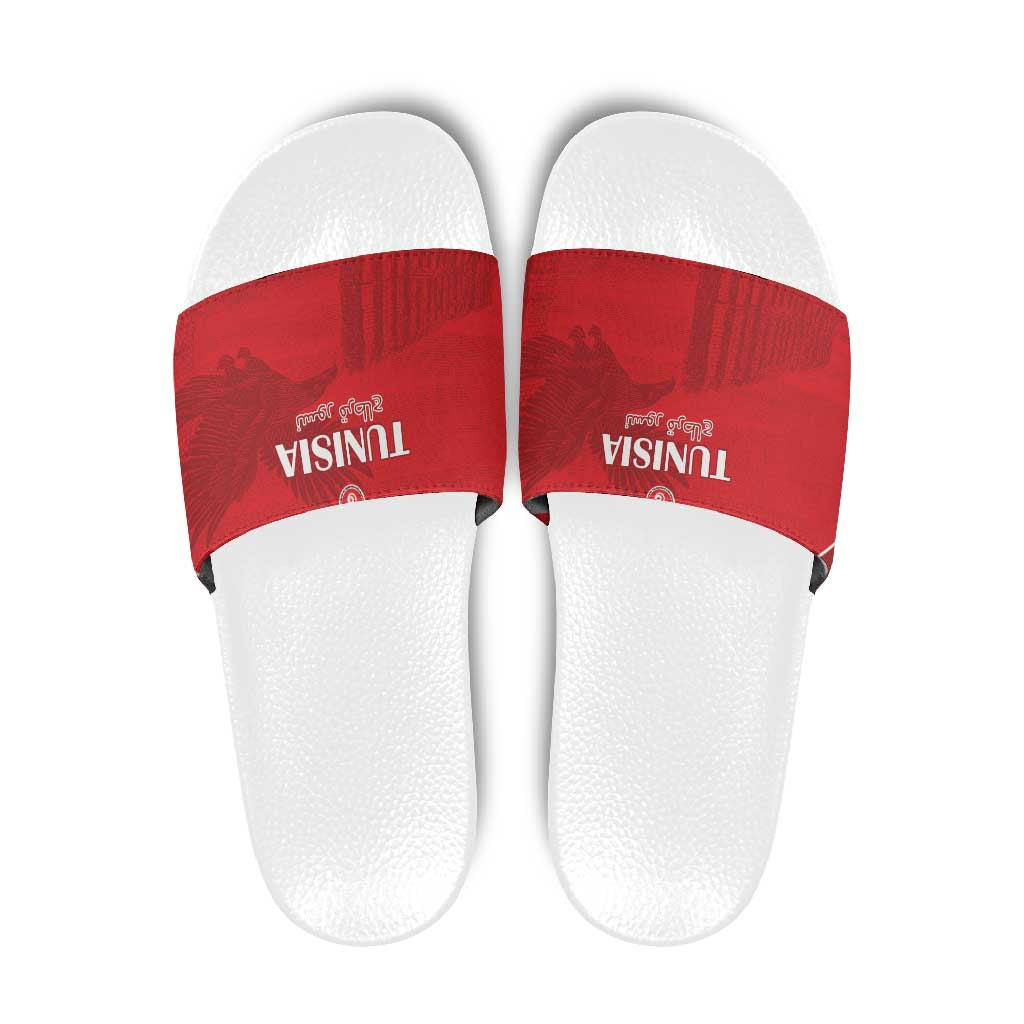 Tunisia Football Slide Sandals Red Eagles of Carthage LT15