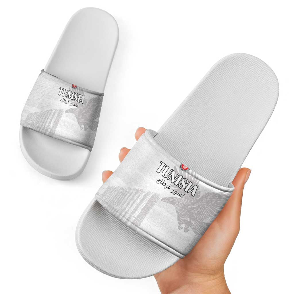 Tunisia Football Slide Sandals White Eagles of Carthage LT15
