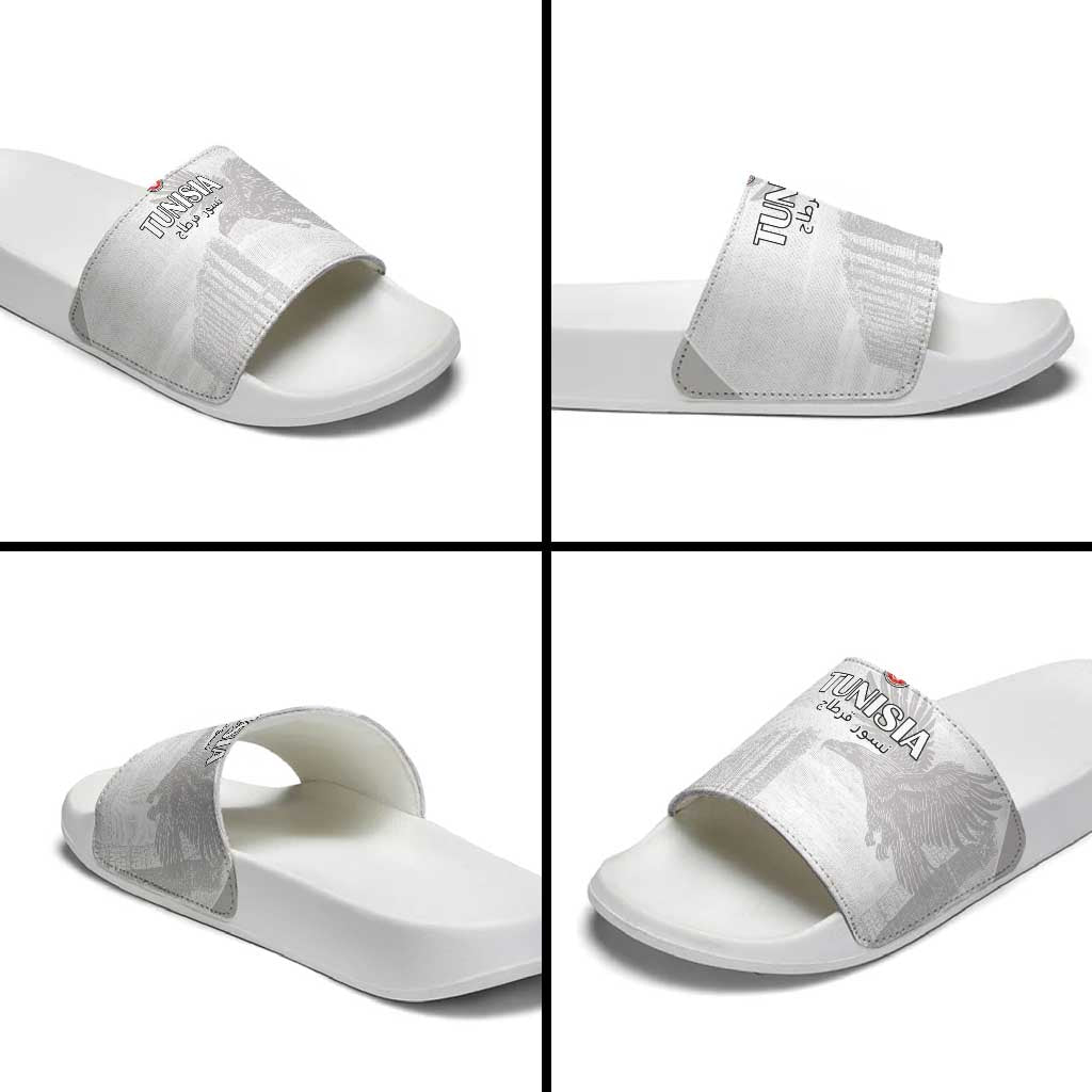Tunisia Football Slide Sandals White Eagles of Carthage LT15