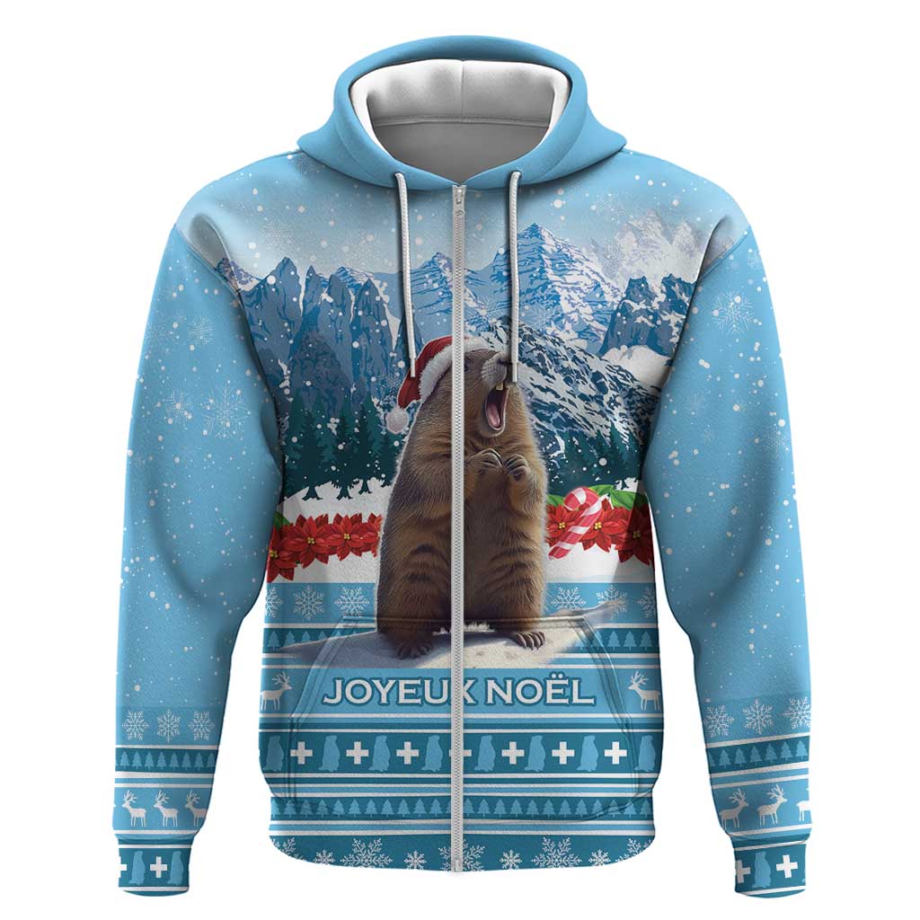 Switzerland Christmas Marmot Hoodie Joyeux Noel LT15