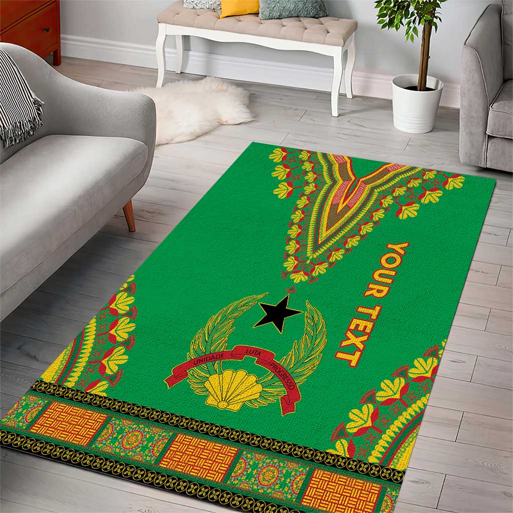 Personalised Afro Guinea Bissau Area Rug Dashiki With Coat Of Arms LT15