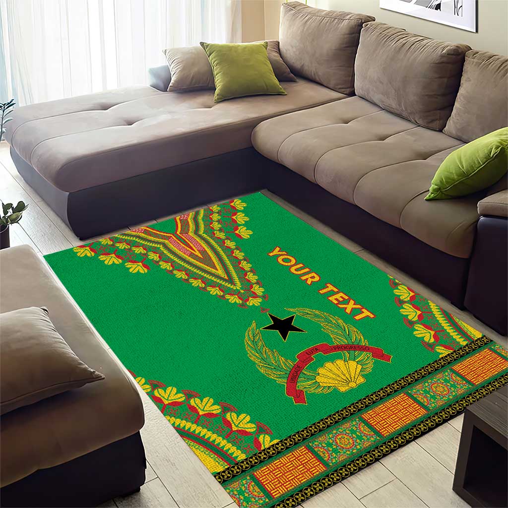 Personalised Afro Guinea Bissau Area Rug Dashiki With Coat Of Arms LT15