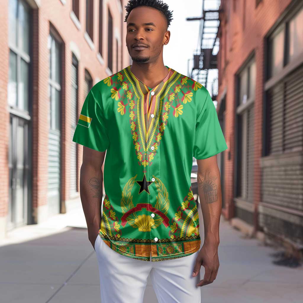 Personalised Afro Guinea Bissau Baseball Jersey Dashiki With Coat Of Arms LT15