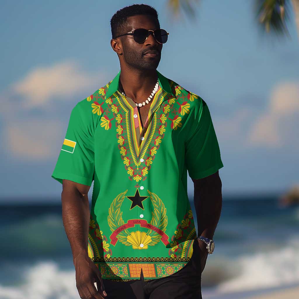 Personalised Afro Guinea Bissau Hawaiian Shirt Dashiki With Coat Of Arms LT15