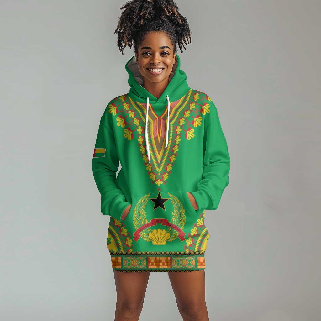 Personalised Afro Guinea Bissau Hoodie Dress Dashiki With Coat Of Arms LT15