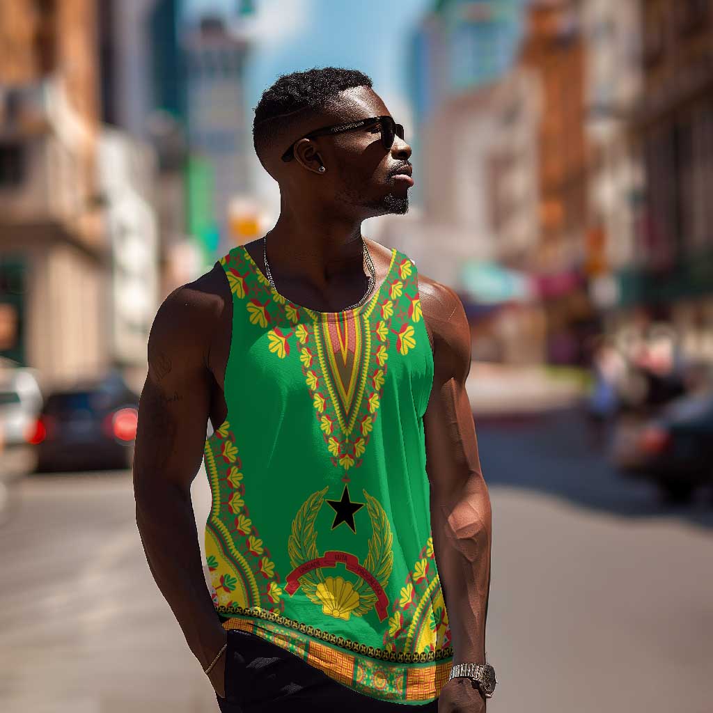 Personalised Afro Guinea Bissau Men Tank Top Dashiki With Coat Of Arms LT15