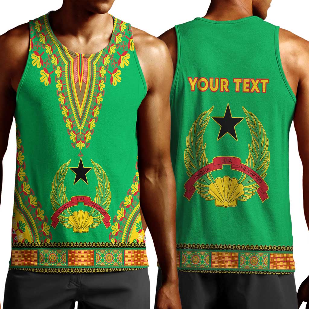 Personalised Afro Guinea Bissau Men Tank Top Dashiki With Coat Of Arms LT15