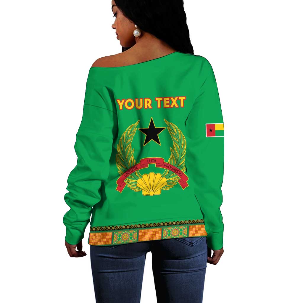 Personalised Afro Guinea Bissau Off Shoulder Sweater Dashiki With Coat Of Arms LT15