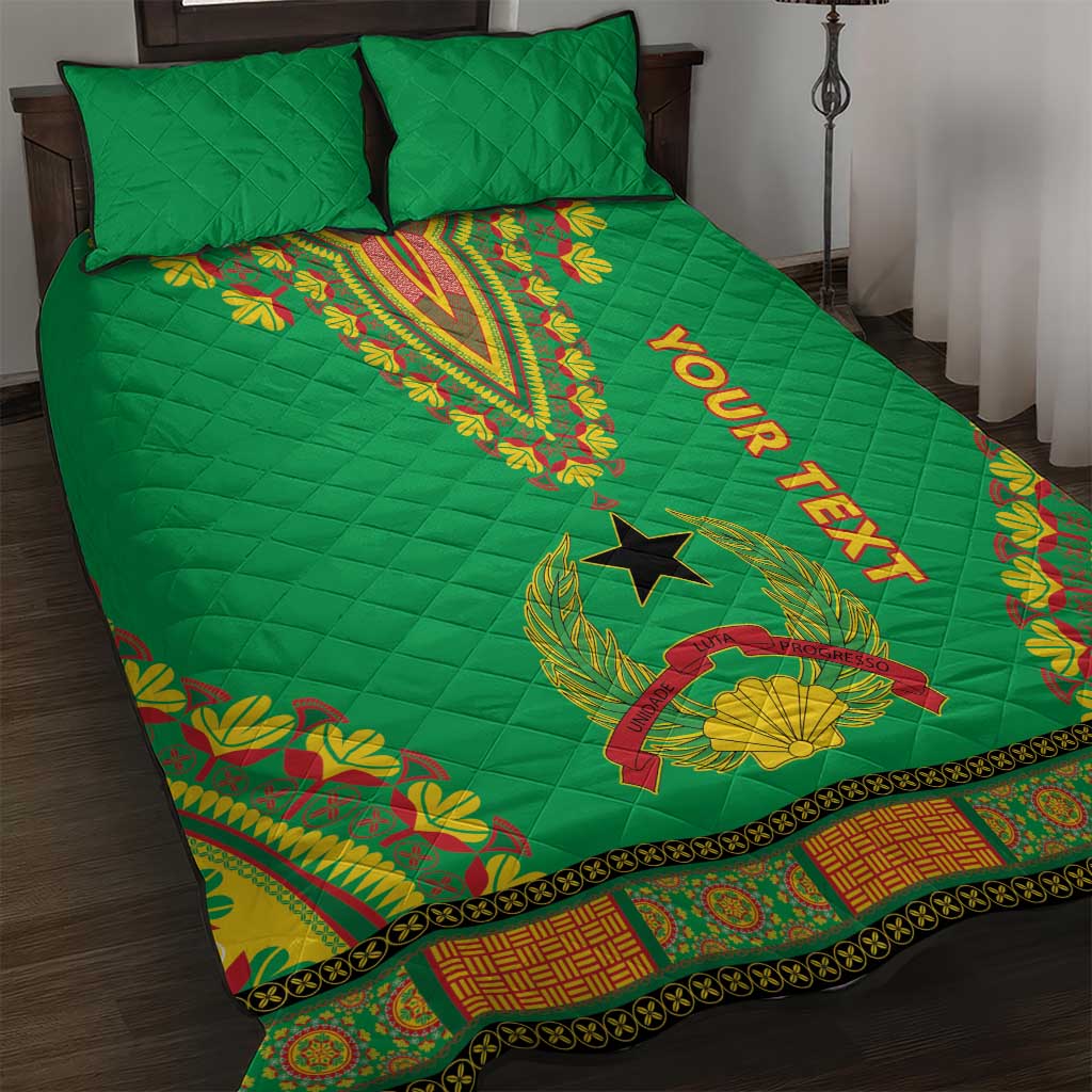 Personalised Afro Guinea Bissau Quilt Bed Set Dashiki With Coat Of Arms LT15