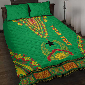 Personalised Afro Guinea Bissau Quilt Bed Set Dashiki With Coat Of Arms LT15