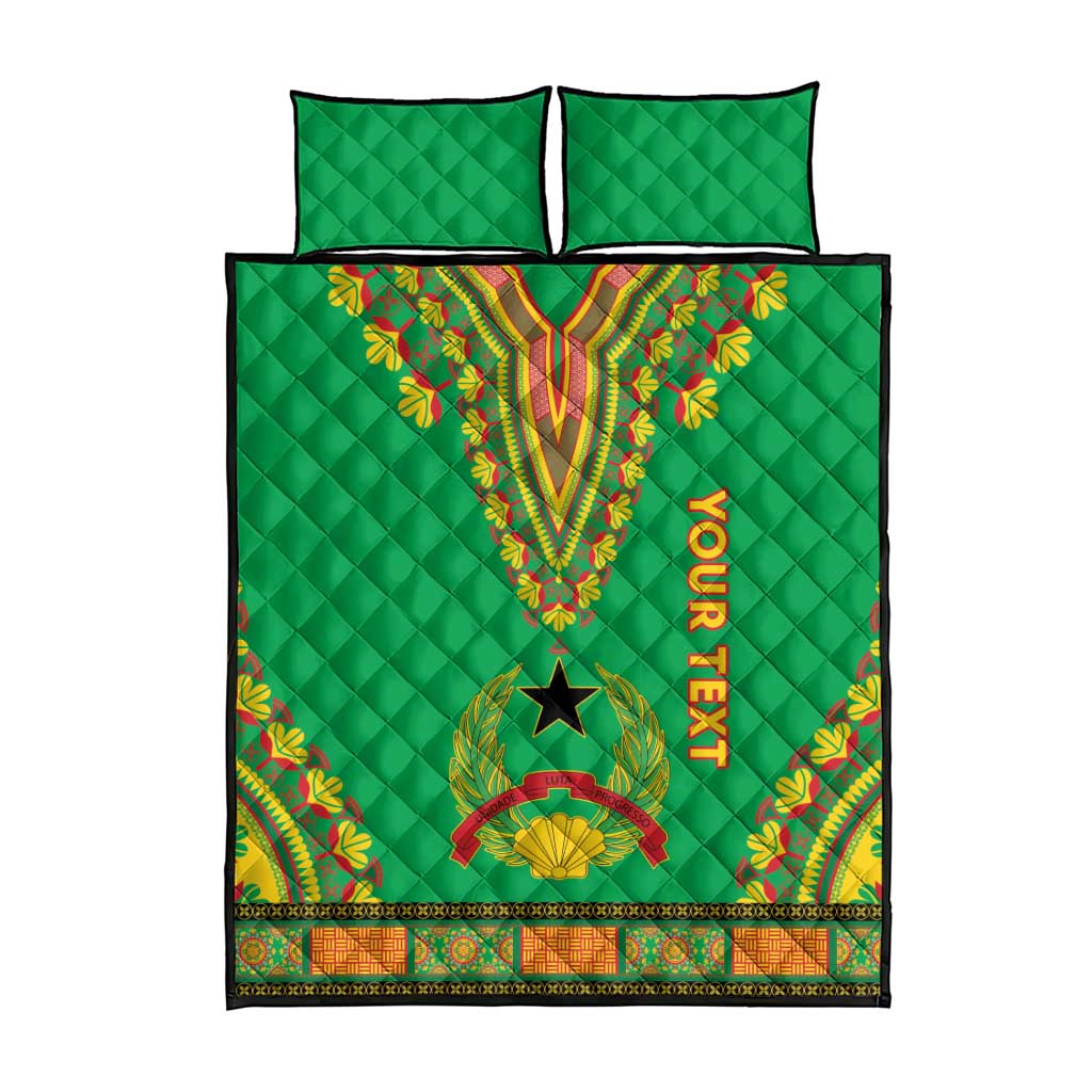 Personalised Afro Guinea Bissau Quilt Bed Set Dashiki With Coat Of Arms LT15