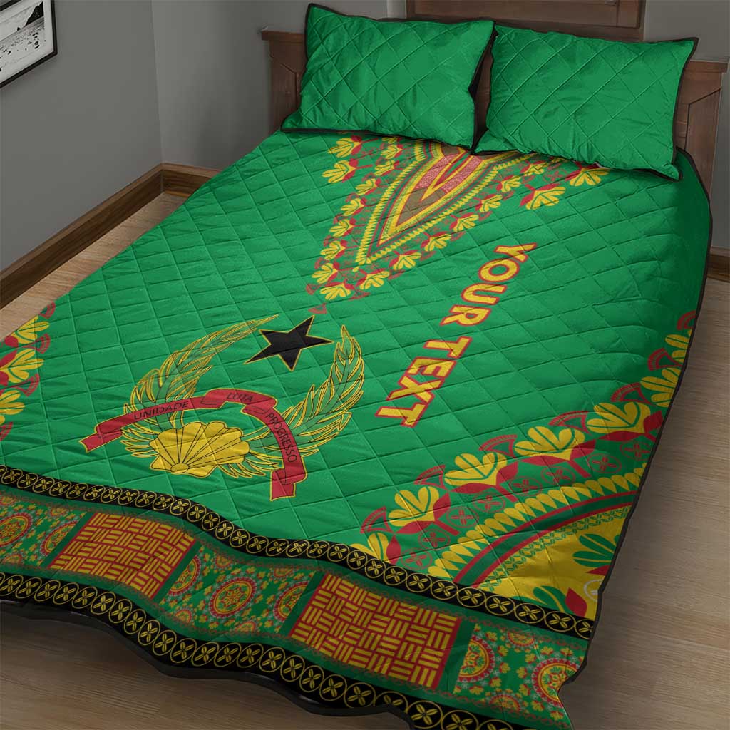 Personalised Afro Guinea Bissau Quilt Bed Set Dashiki With Coat Of Arms LT15