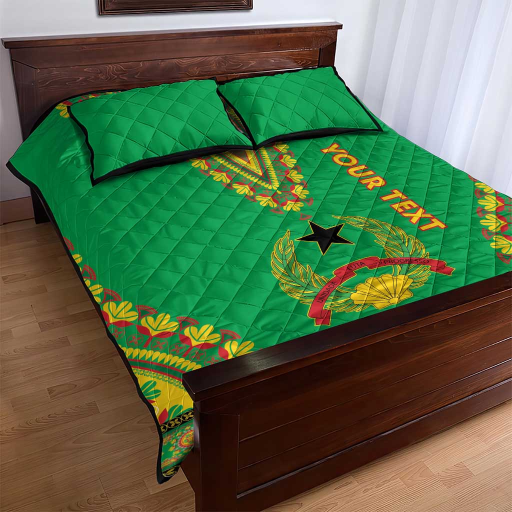 Personalised Afro Guinea Bissau Quilt Bed Set Dashiki With Coat Of Arms LT15