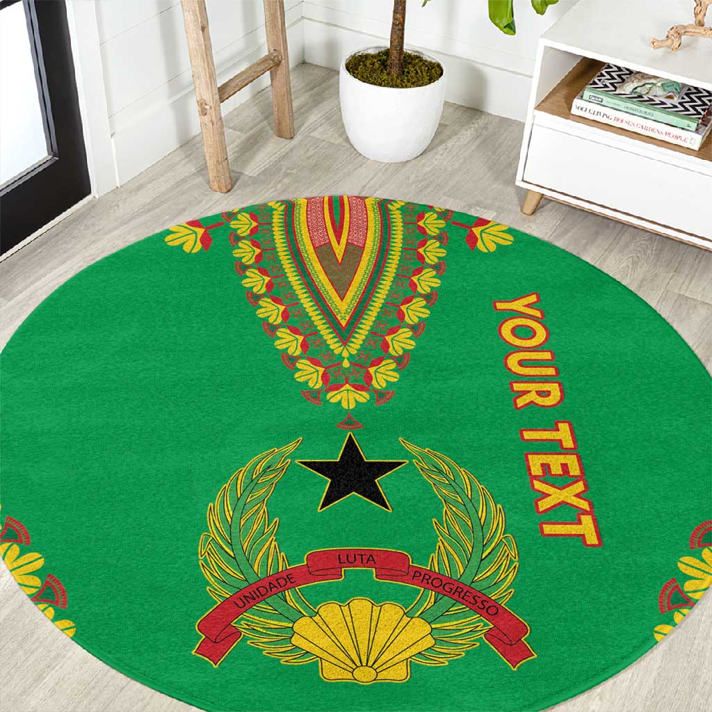 Personalised Afro Guinea Bissau Round Carpet Dashiki With Coat Of Arms LT15
