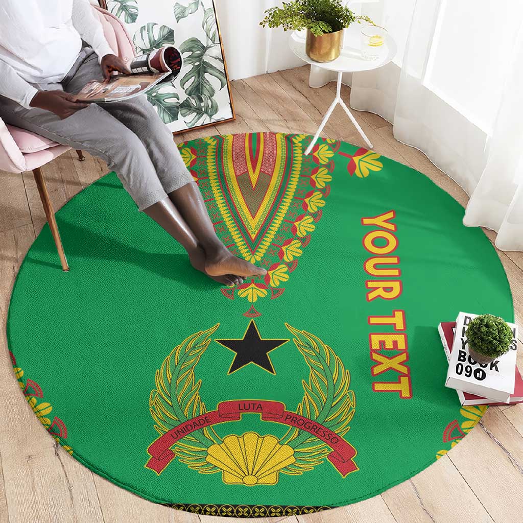 Personalised Afro Guinea Bissau Round Carpet Dashiki With Coat Of Arms LT15