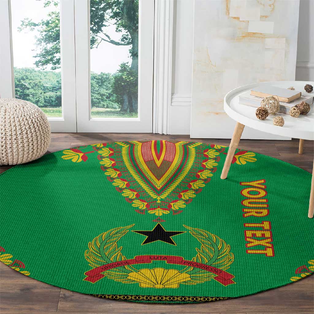 Personalised Afro Guinea Bissau Round Carpet Dashiki With Coat Of Arms LT15