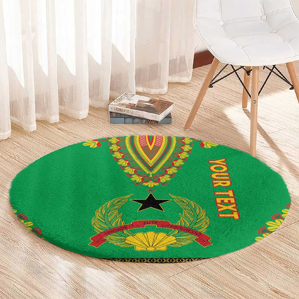 Personalised Afro Guinea Bissau Round Carpet Dashiki With Coat Of Arms LT15