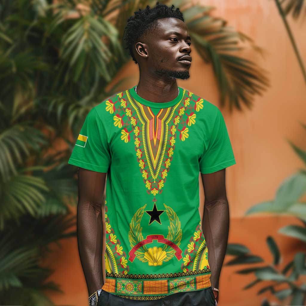 Personalised Afro Guinea Bissau T shirt Dashiki With Coat Of Arms LT15