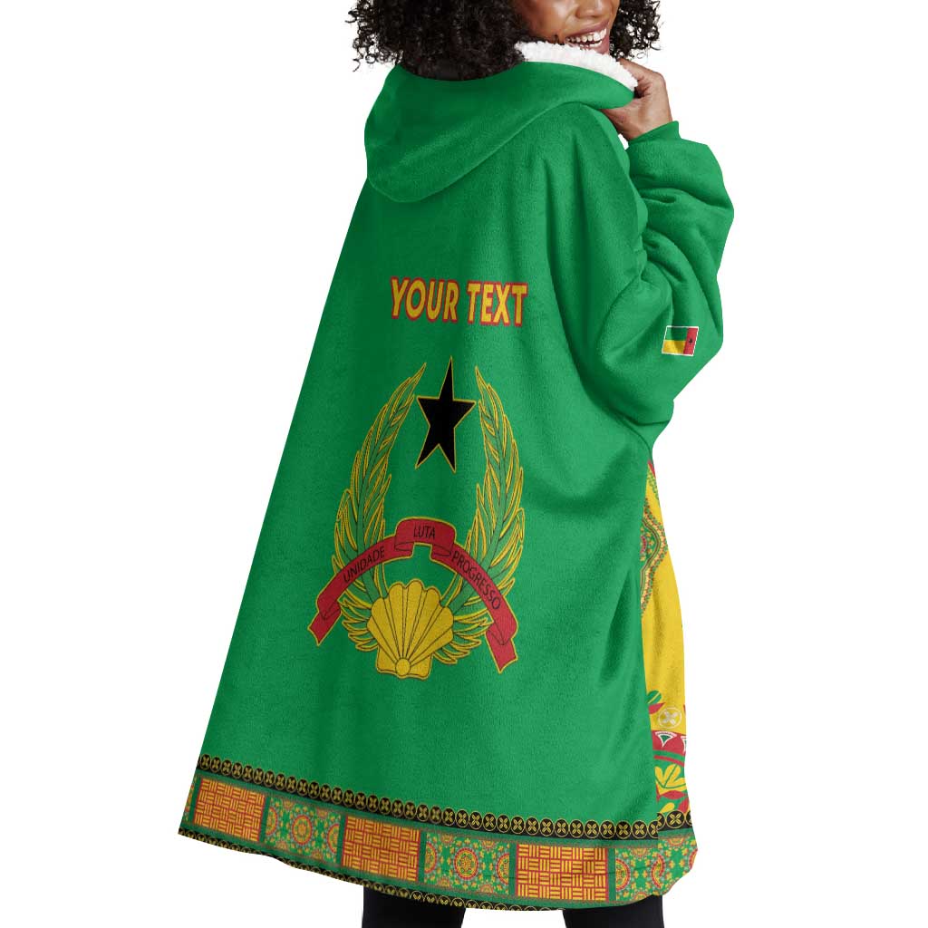 Personalised Afro Guinea Bissau Wearable Blanket Hoodie Dashiki With Coat Of Arms LT15