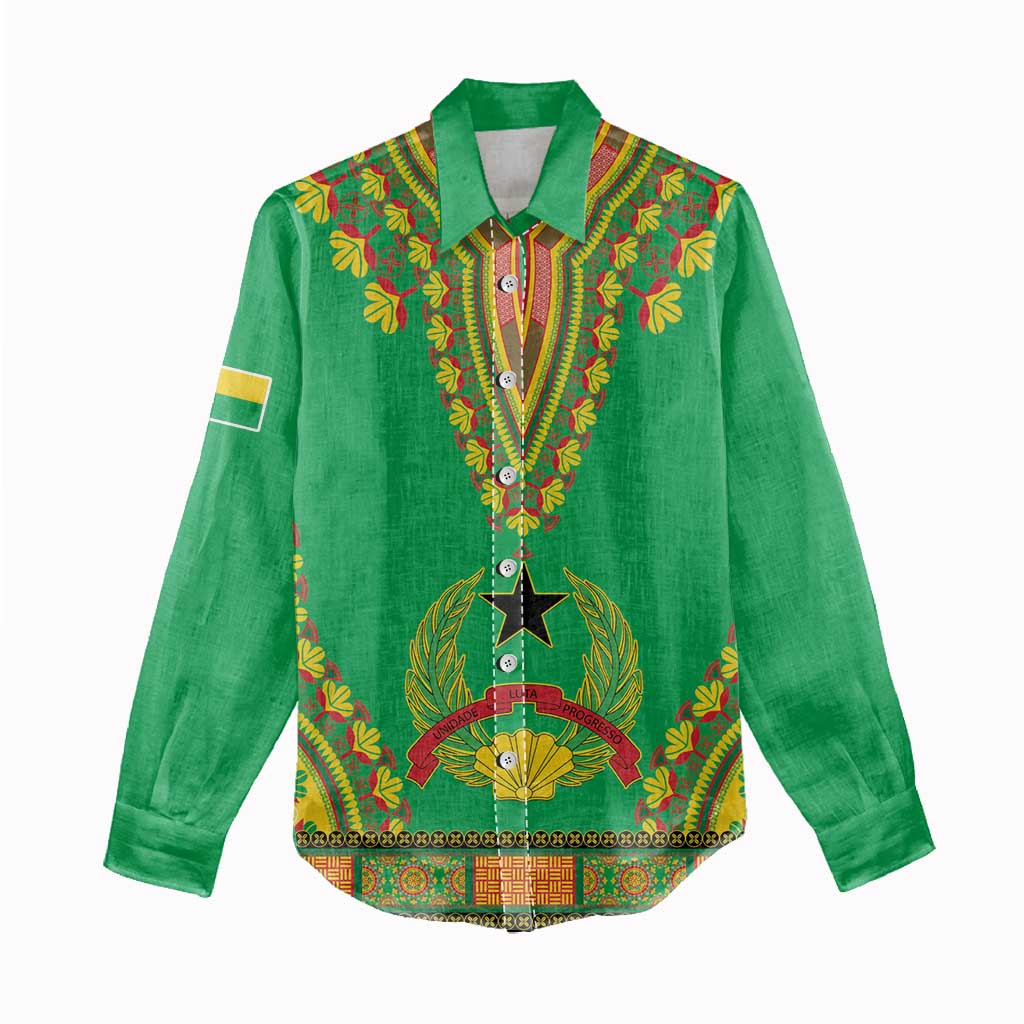 Personalised Afro Guinea Bissau Women Casual Shirt Dashiki With Coat Of Arms LT15