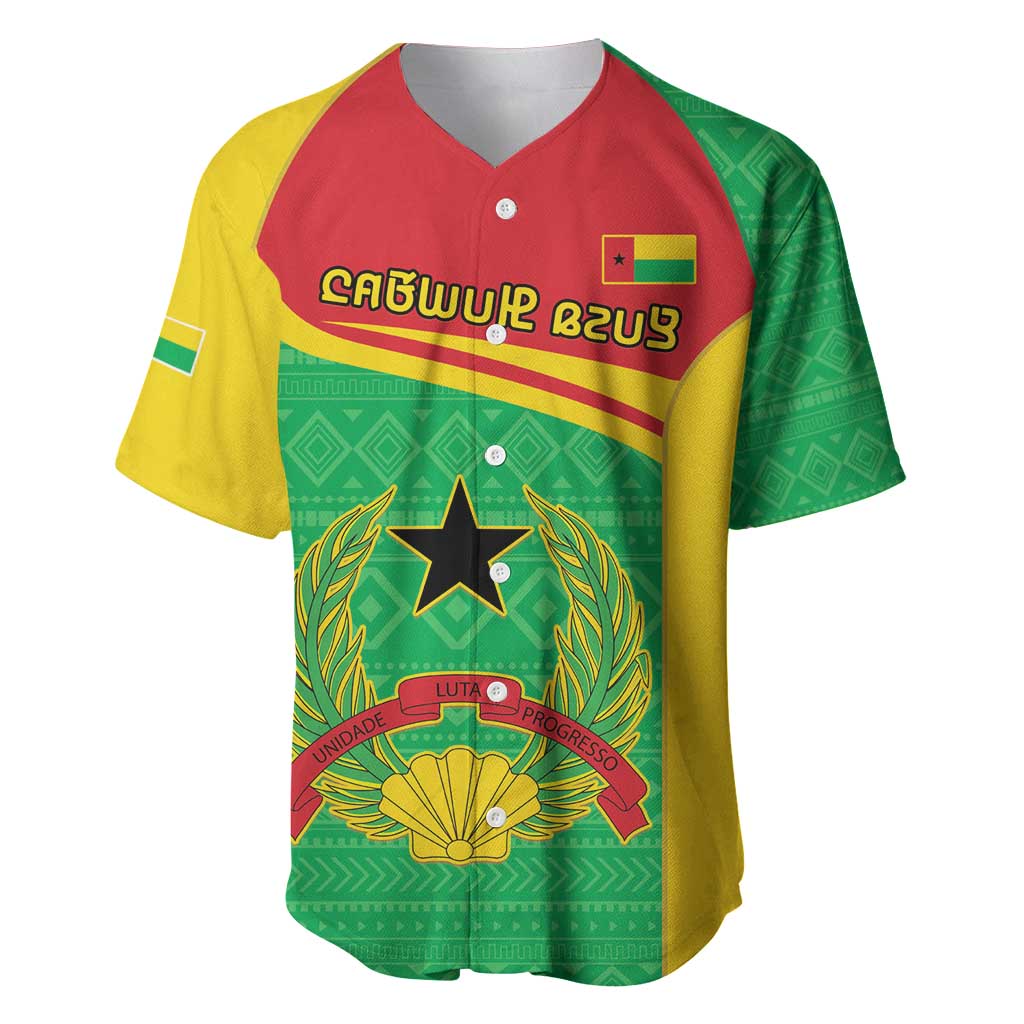 Personalised Afro Guinea Bissau Baseball Jersey Coat Of Arms Mix African Pattern LT15