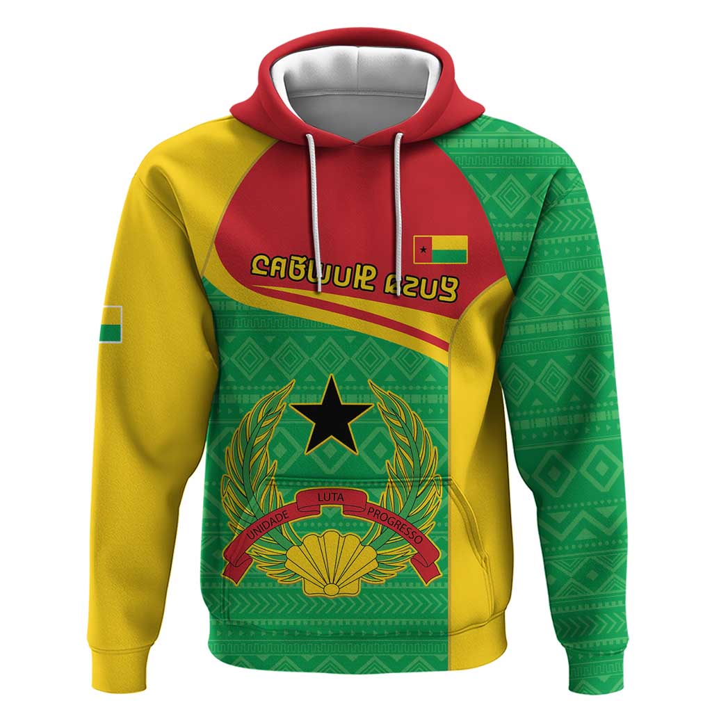 Personalised Guinea Bissau Hoodie Coat Of Arms - African Pattern LT15