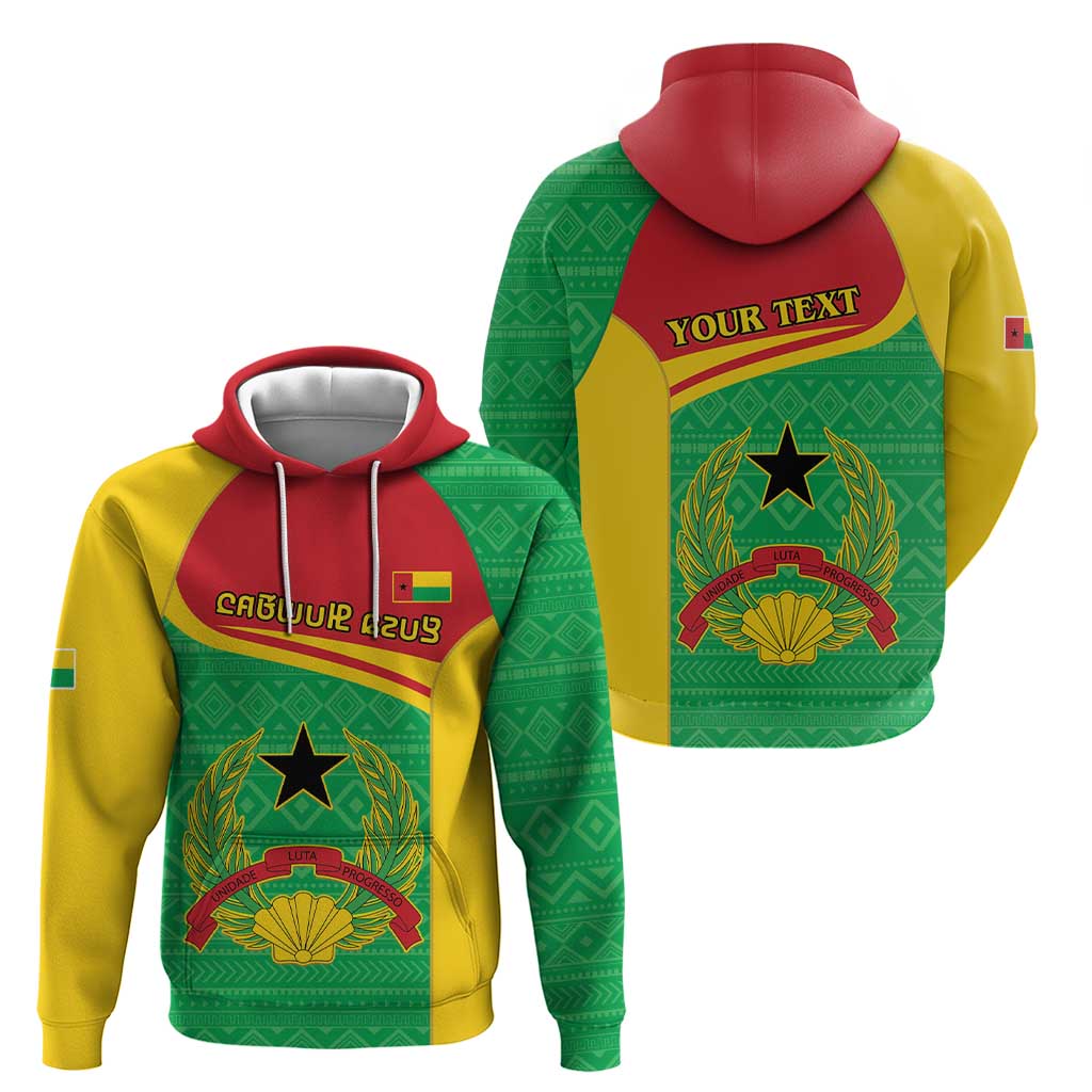 Personalised Guinea Bissau Hoodie Coat Of Arms - African Pattern LT15