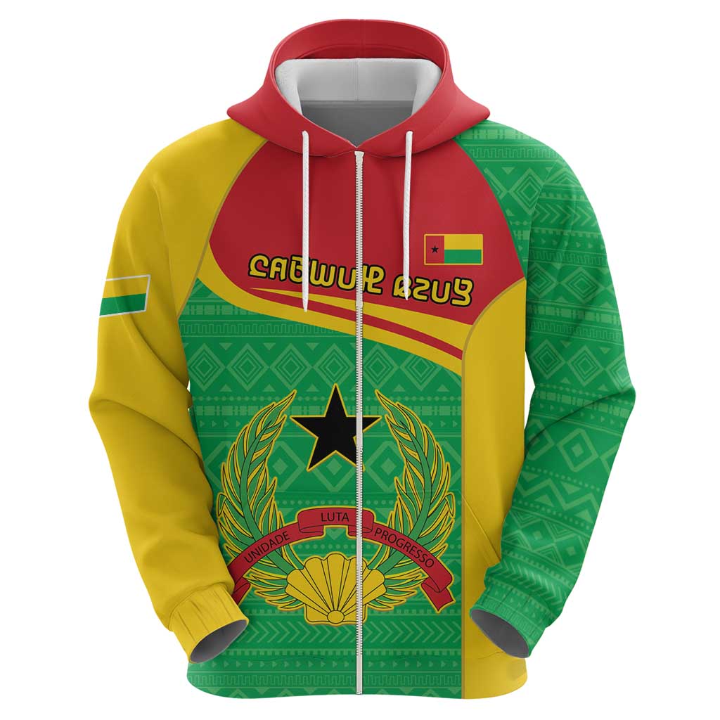 Personalised Guinea Bissau Hoodie Coat Of Arms - African Pattern LT15