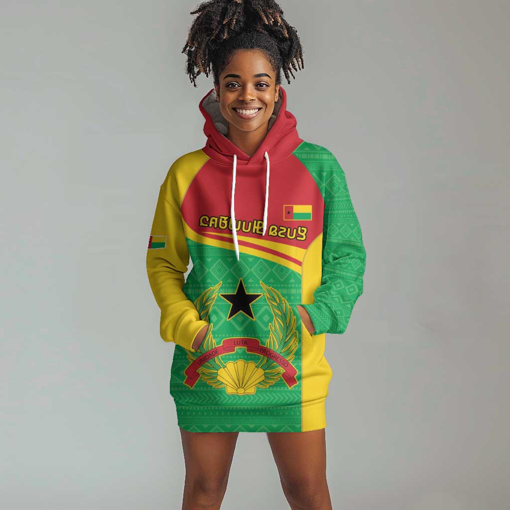 Personalised Afro Guinea Bissau Hoodie Dress Coat Of Arms Mix African Pattern LT15