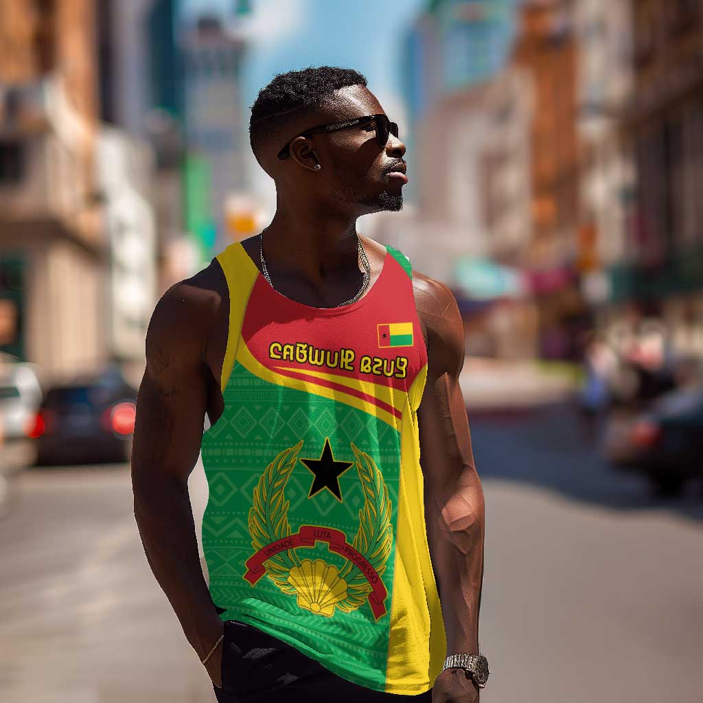 Personalised Afro Guinea Bissau Men Tank Top Coat Of Arms Mix African Pattern LT15