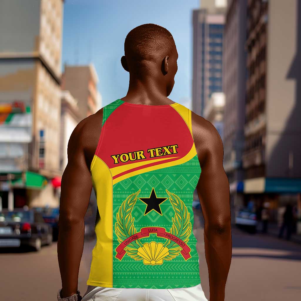 Personalised Afro Guinea Bissau Men Tank Top Coat Of Arms Mix African Pattern LT15