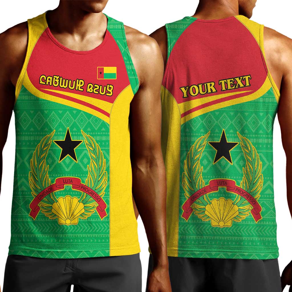 Personalised Afro Guinea Bissau Men Tank Top Coat Of Arms Mix African Pattern LT15