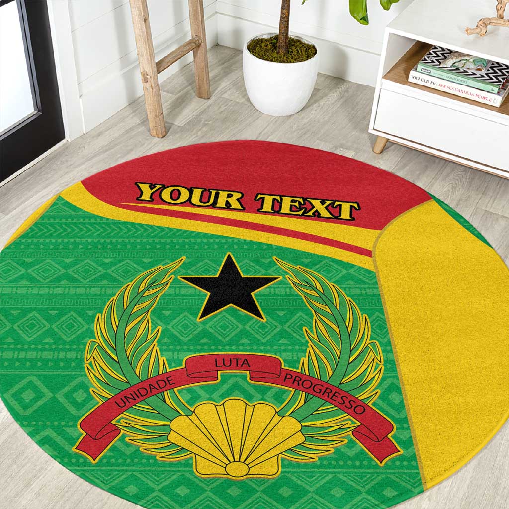Personalised Afro Guinea Bissau Round Carpet Coat Of Arms Mix African Pattern LT15