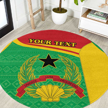 Personalised Afro Guinea Bissau Round Carpet Coat Of Arms Mix African Pattern LT15
