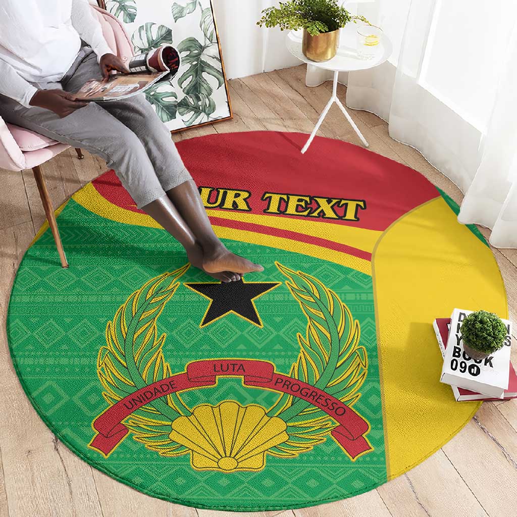 Personalised Afro Guinea Bissau Round Carpet Coat Of Arms Mix African Pattern LT15