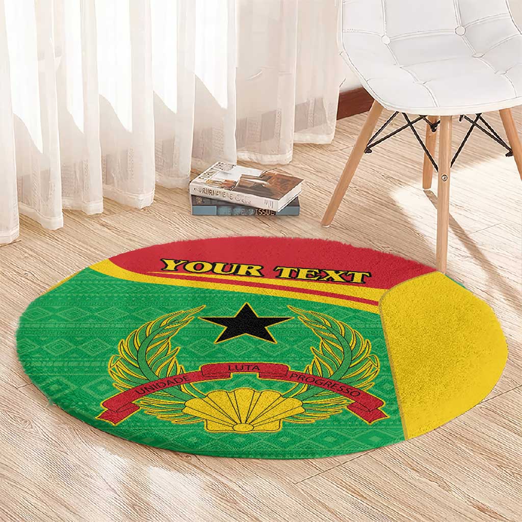 Personalised Afro Guinea Bissau Round Carpet Coat Of Arms Mix African Pattern LT15