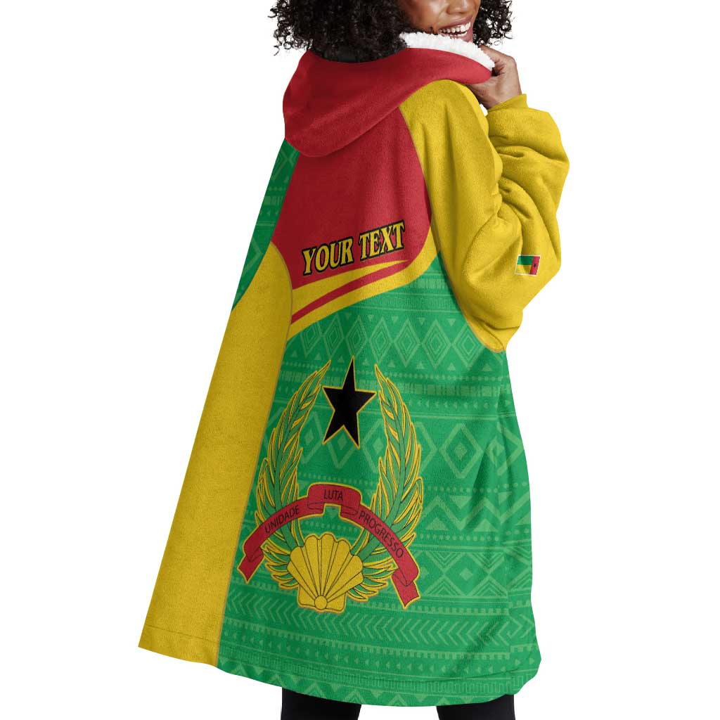 Personalised Afro Guinea Bissau Wearable Blanket Hoodie Coat Of Arms Mix African Pattern LT15