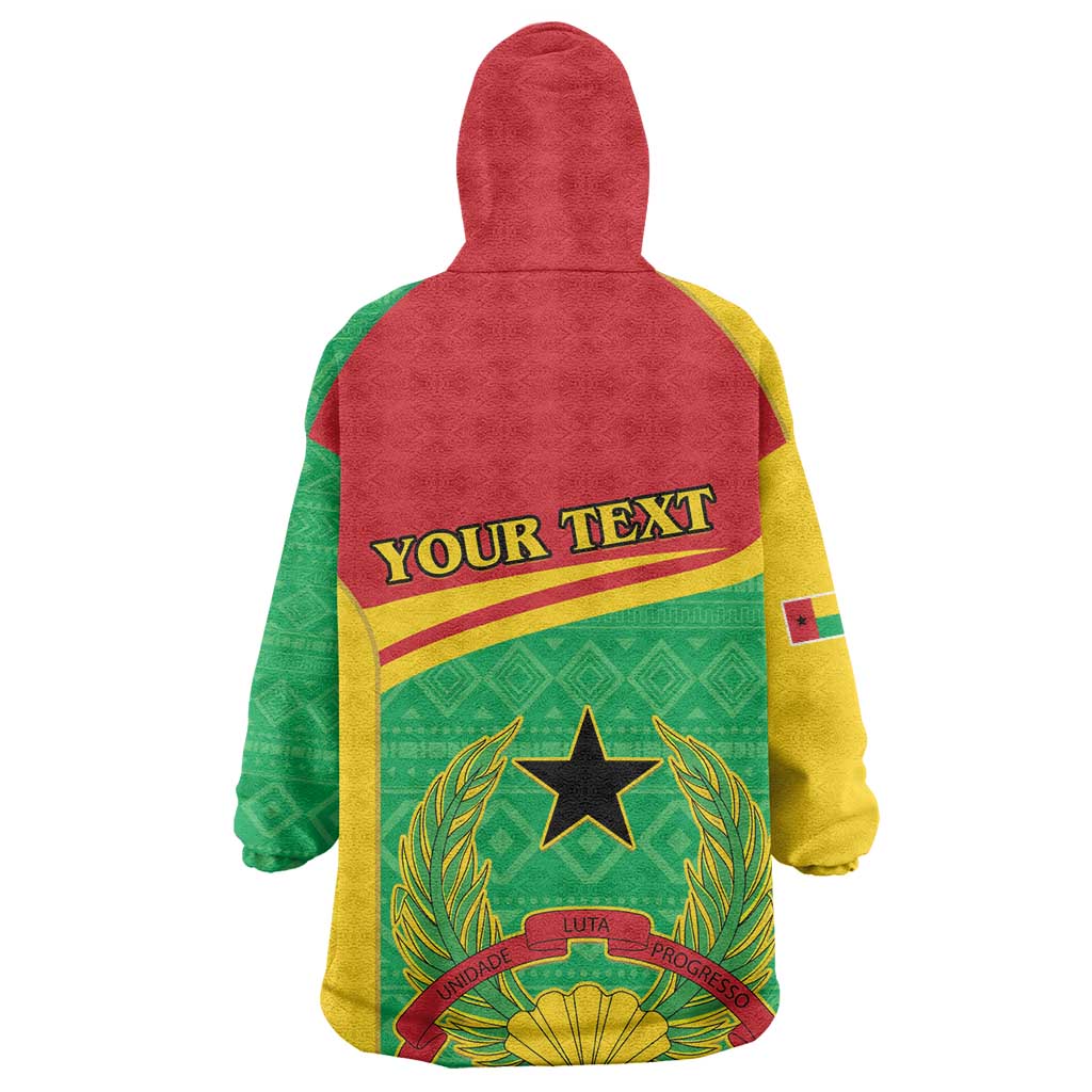 Personalised Afro Guinea Bissau Wearable Blanket Hoodie Coat Of Arms Mix African Pattern LT15
