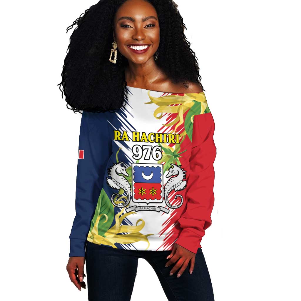 Afro Ra Hachiri 976 Off Shoulder Sweater Coat Of Arms France Flag Style LT15