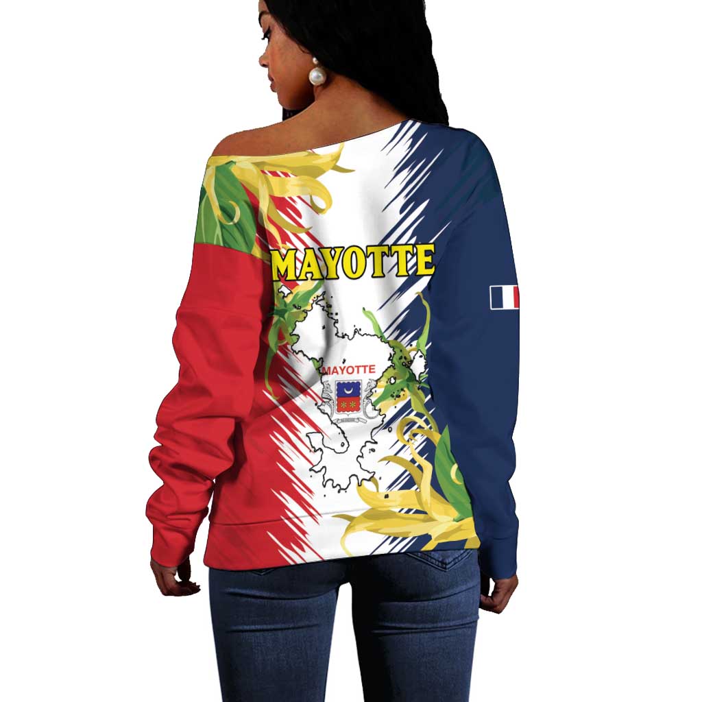 Afro Ra Hachiri 976 Off Shoulder Sweater Coat Of Arms France Flag Style LT15