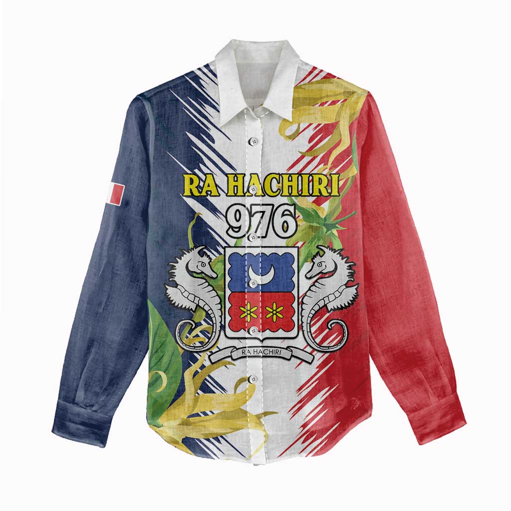 Afro Ra Hachiri 976 Women Casual Shirt Coat Of Arms France Flag Style LT15