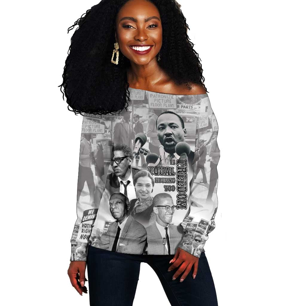 African-American History Month Off Shoulder Sweater Civil Rights Leaders LT15