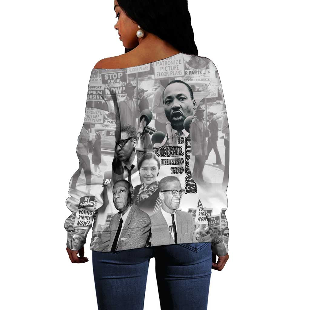 African-American History Month Off Shoulder Sweater Civil Rights Leaders LT15