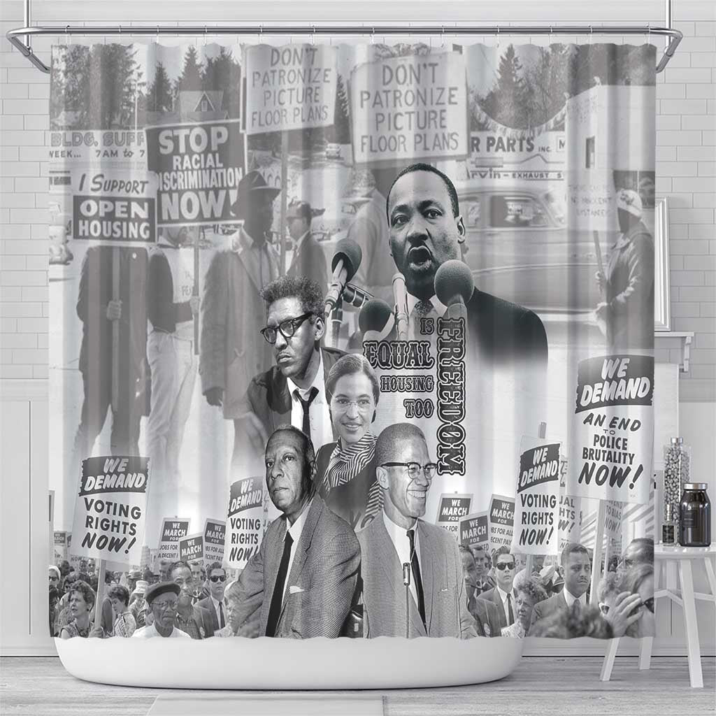 Civil Rights Leaders Shower Curtain Freedom Is Equal Housing Too LT15