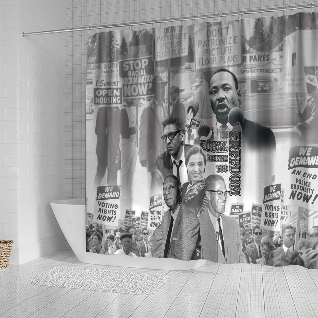 Civil Rights Leaders Shower Curtain Freedom Is Equal Housing Too LT15