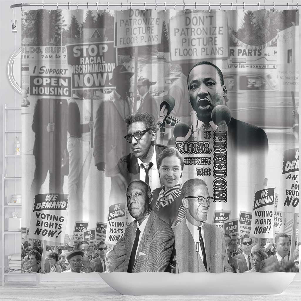 Civil Rights Leaders Shower Curtain Freedom Is Equal Housing Too LT15
