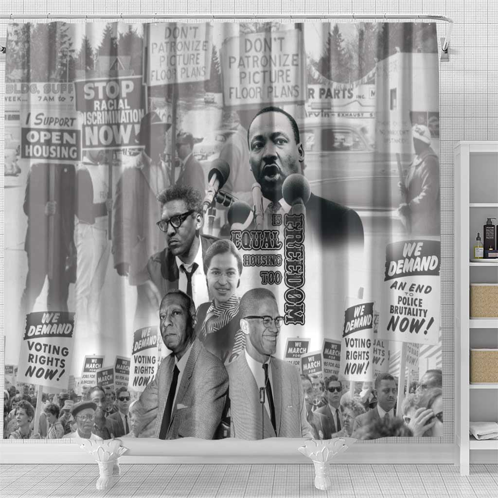 Civil Rights Leaders Shower Curtain Freedom Is Equal Housing Too LT15